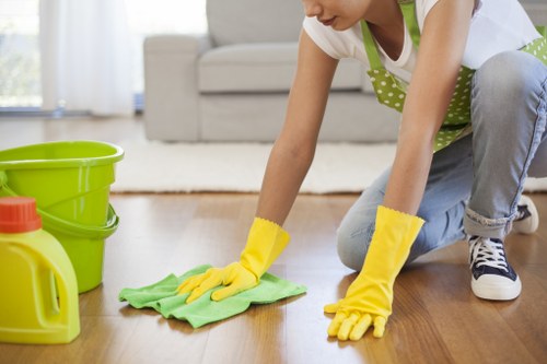 Commercial cleaner in Tw1 keeping an office space tidy and polished